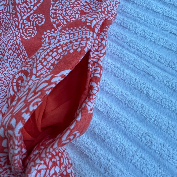 Chico's Womens Red White Paisley Print Linen Short Sleeve Shirt Dress Size 1 - Picture 4 of 9